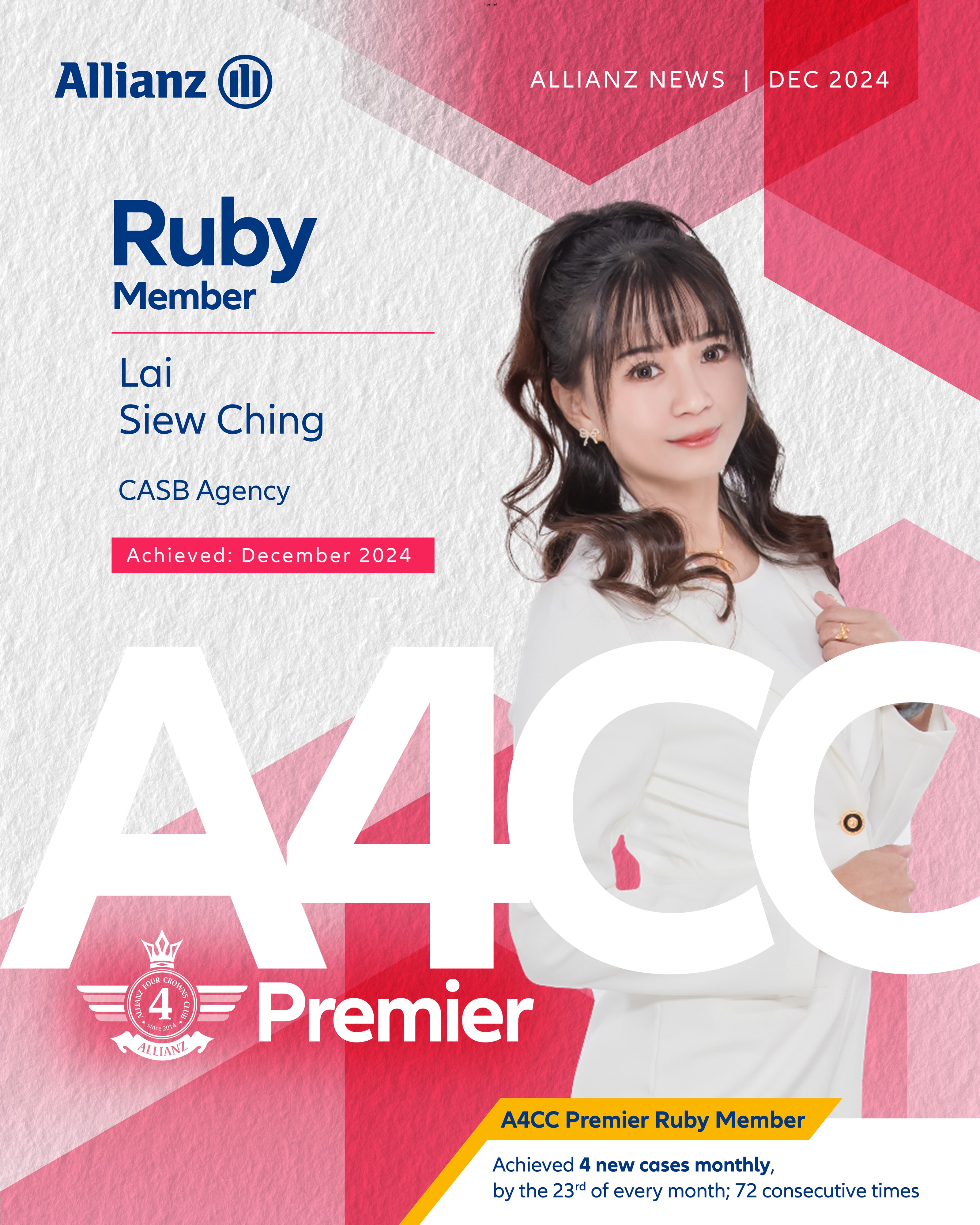Lai Siew Ching (A4CC Premier Ruby Member 2024)