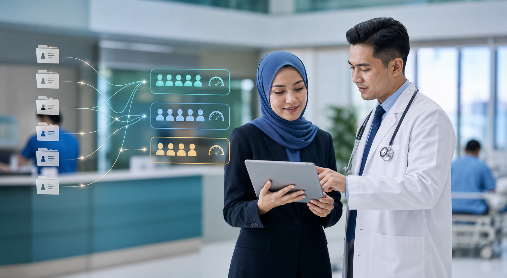 Malaysian healthcare professionals reviewing grouped hospital cases in a DRG system